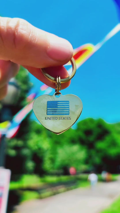 USA Flag Pet ID Tag